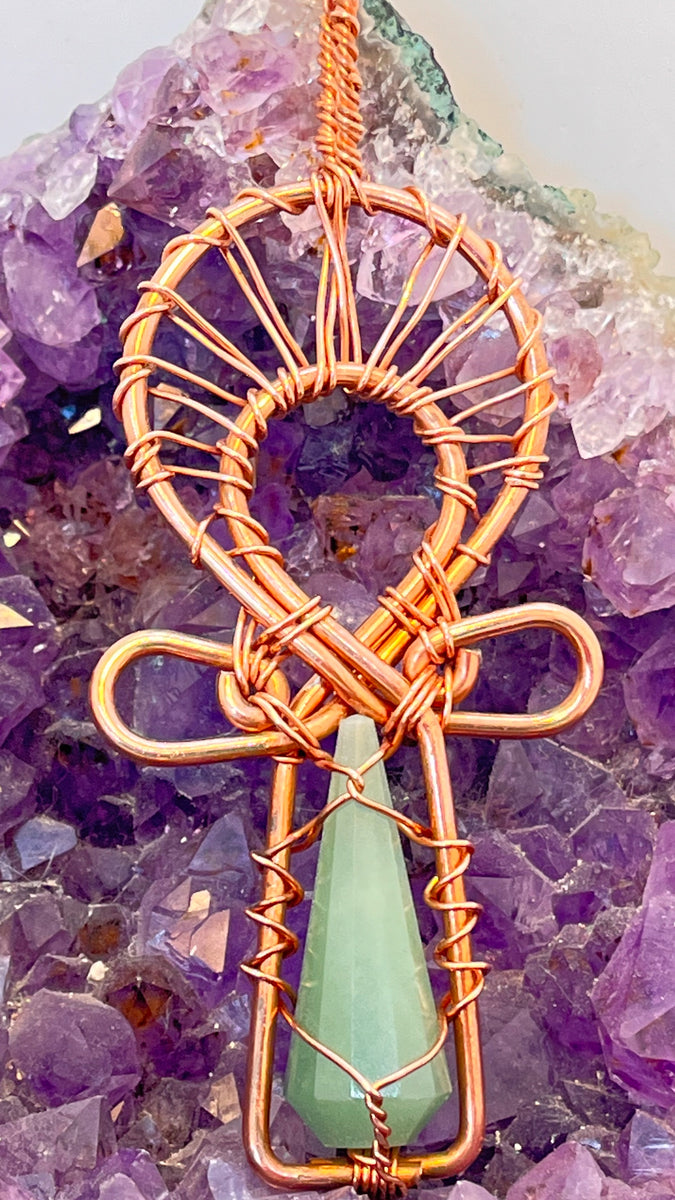 Amethyst Healing Stone and 24 inch copper deals chain stone embedded in Ankh shape