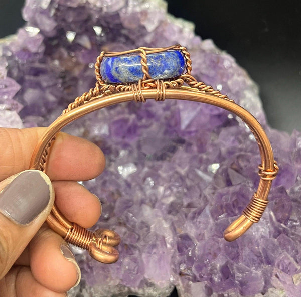 Lapis Lazuli Wirewrapped Copper Bracelet - Infinite Treasures, LLC