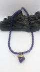 16 Inch Amethyst Beaded Necklace with Amethyst Crystal Pendant - Infinite Treasures, LLC