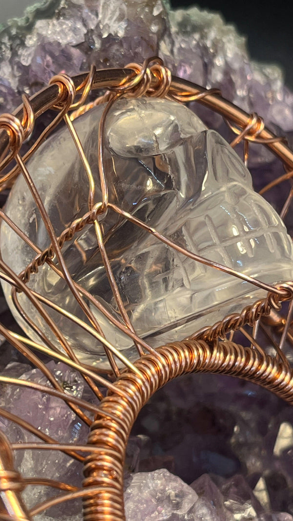Clear Quartz Vogel Crystal and Crystal Skull Handheld Copper Ankh - Infinite Treasures, LLC