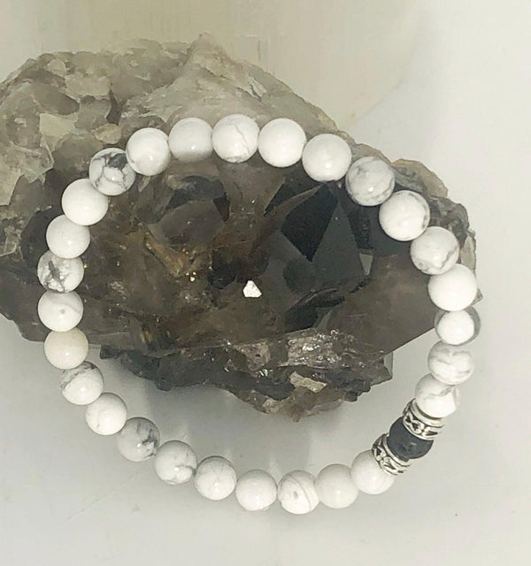 Howlite, lava, rock, bracelet