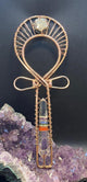 Crystal Vogel with Chakra Gemstone Center and Pyrite Dodechahedron Handheld Copper Ankh - Infinite Treasures, LLC