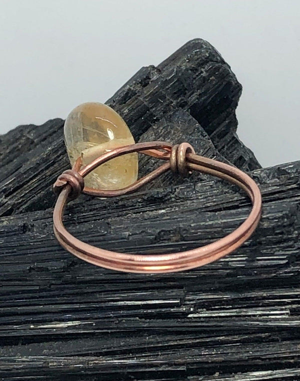 Citrine Bead Ring Copper - Infinite Treasures, LLC