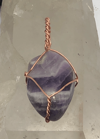 Dogtooth Amethyst 1 1/2 Inch Crystal Copper Pendant - Infinite Treasures, LLC