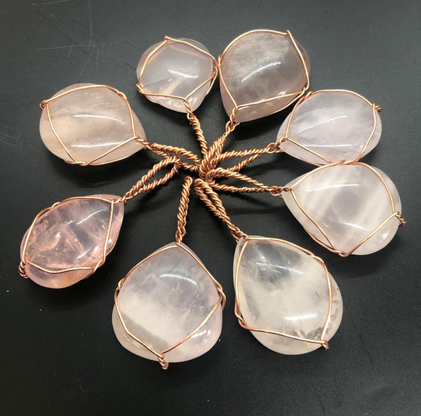 Natural Rose Quartz Crystal Copper Pendant by Infinite Treasures,LLC - Infinite Treasures, LLC