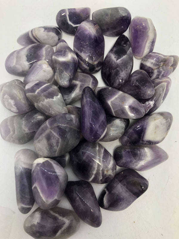Chevron Amethyst Banded Dogtooth 1 1/2- 2 inch polished Trumble Stones Crystal - Infinite Treasures, LLC