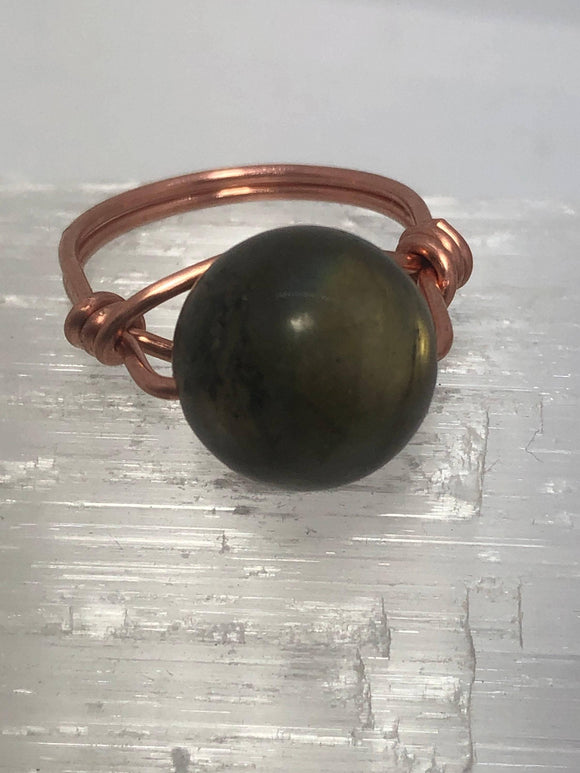 Labradorite Copper Bead Ring - Infinite Treasures, LLC