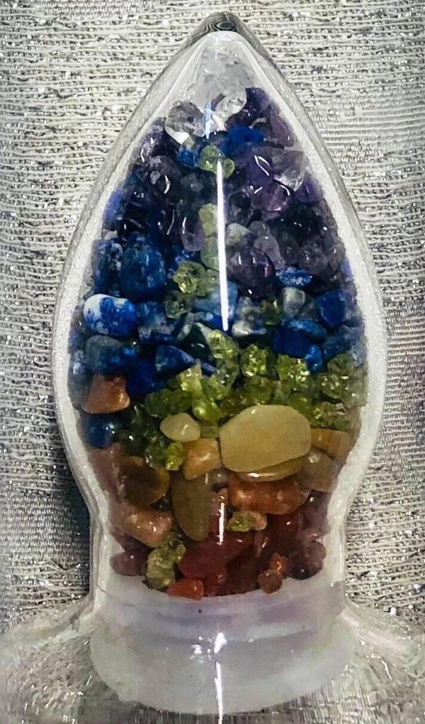 Chakra Gemstone Elixir Glass Flower of Life Water Bottle 22oz - Infinite Treasures, LLC