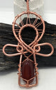Carnelian and  Copper Ankh Pendant Necklace - Infinite Treasures, LLC
