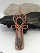 Hematoid Red Quartz Copper Egyptian Kemetic Coptic Cross  Ankh Wirewrapped Wearable Pendant Necklace - Infinite Treasures, LLC