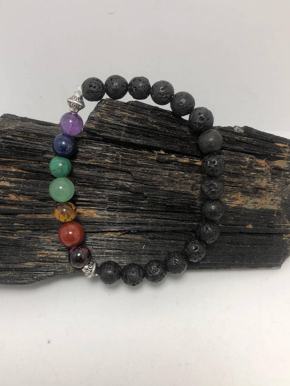 Lava Rock Chakra Stretchy Bracelet - Infinite Treasures, LLC