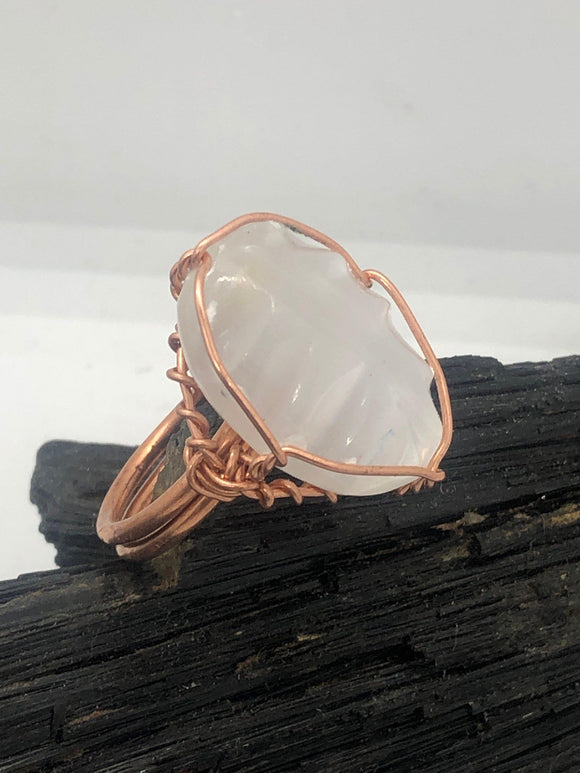 Moroccan Selenite  Crystal Copper Wirewrapped Ring by Infinite Treasures,LLC - Infinite Treasures, LLC