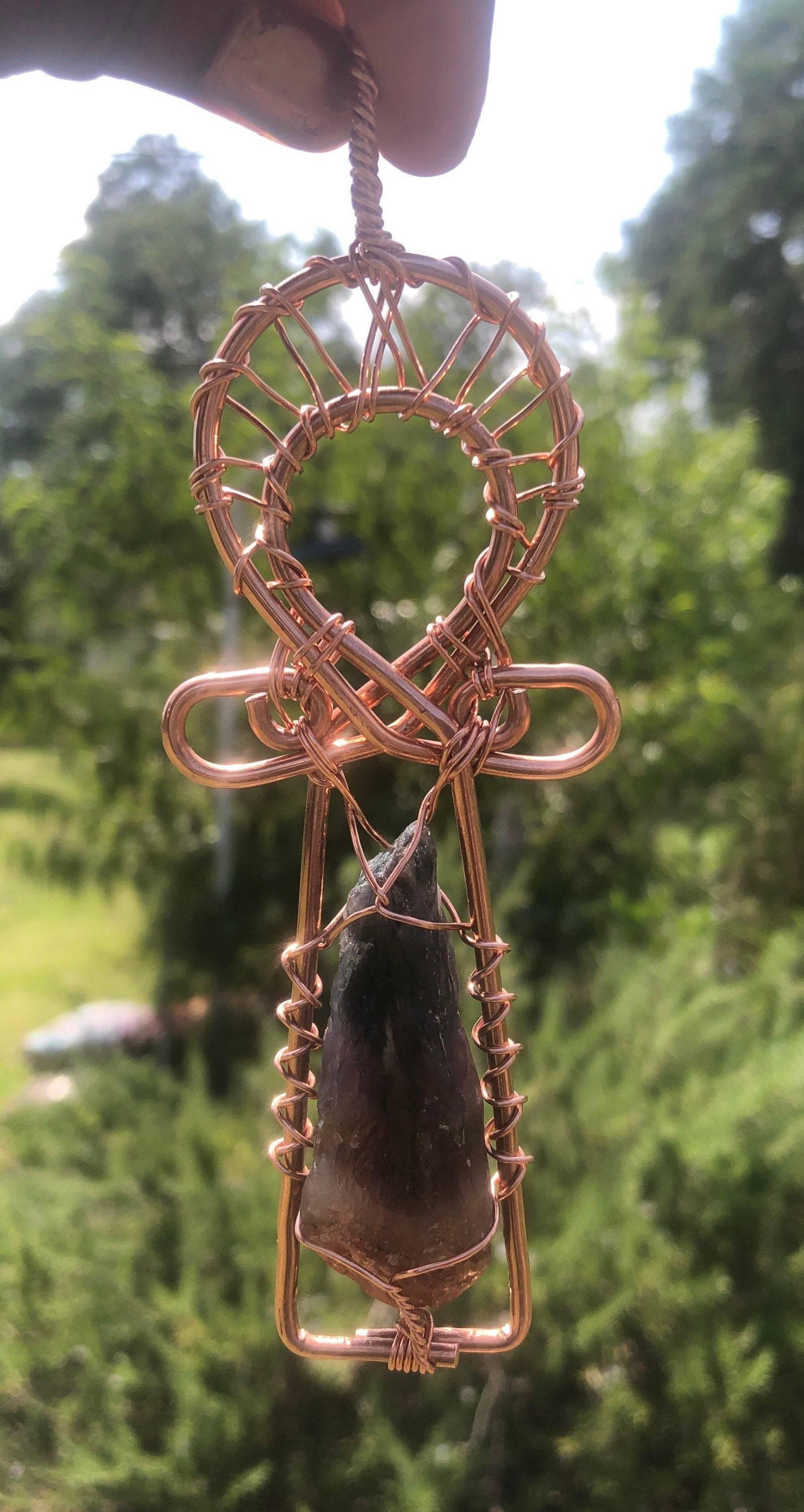 Electroformed Copper Ankh With Adjustable Leather Necklace - Etsy