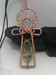 Citrine Kemetic Coptic Cross Copper Ankh Wirewrapped Pendant Necklace - Infinite Treasures, LLC