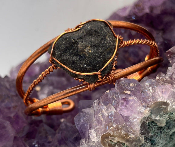 indochinite indonesian tektite copper wirewrappd bracelet