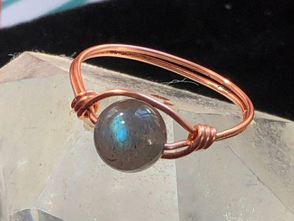 AAA Labradorite Copper Bead Ring - Infinite Treasures, LLC