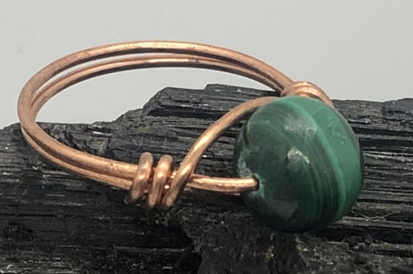Malachite Copper Bead Ring - Infinite Treasures, LLC