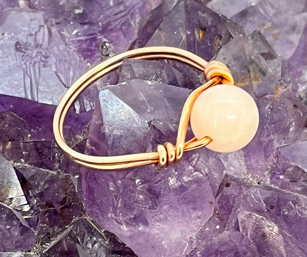 Pink Morganite Copper Bead Ring - Infinite Treasures, LLC