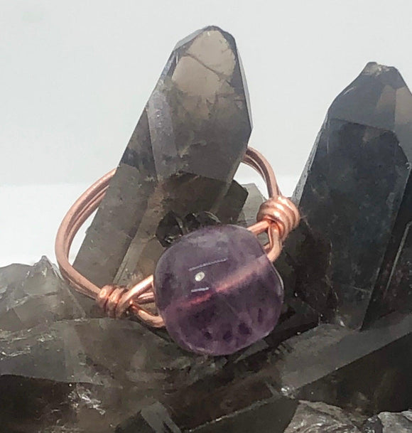 Purple Fluorite Copper Bead Ring - Infinite Treasures, LLC