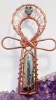 pyrite wand and skull copper ankh