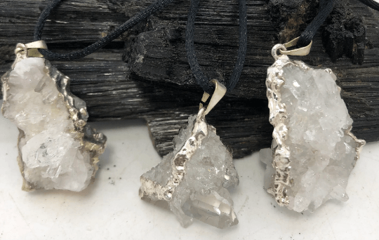 Crystal Quartz Druzy Pendant - Infinite Treasures, LLC