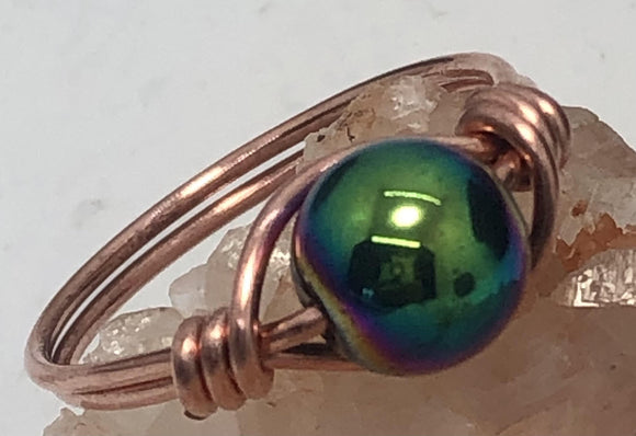 Rainbow Hematite Copper Bead Ring - Infinite Treasures, LLC