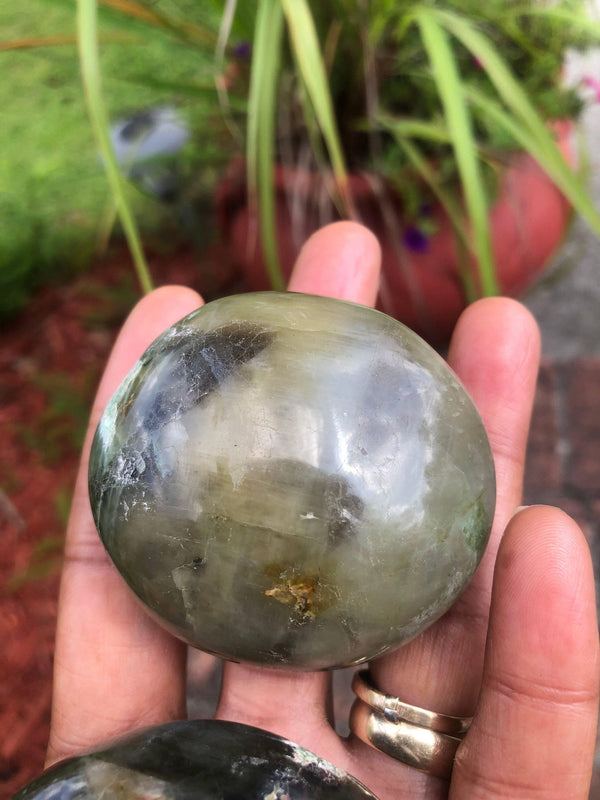 RARE Green Moonstone Palm Stone 2 1/2-3 Inch - Infinite Treasures, LLC