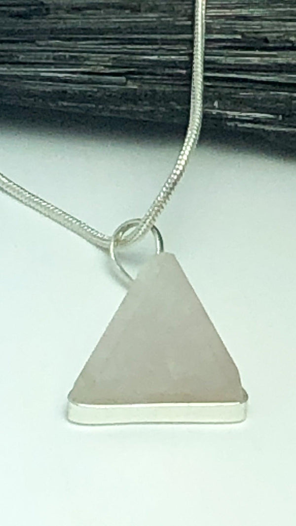 rose, quartz, tetrahedron, pendant, necklace