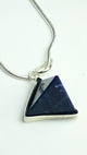 sodalite, tetrahedron, pendant, necklace, silver chain