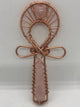 Rose Quartz Wand and Heart Copper Pocket Ankh 5 1/2 x 2 1/2 inch Egyptian Kemetic Ankh - Infinite Treasures, LLC