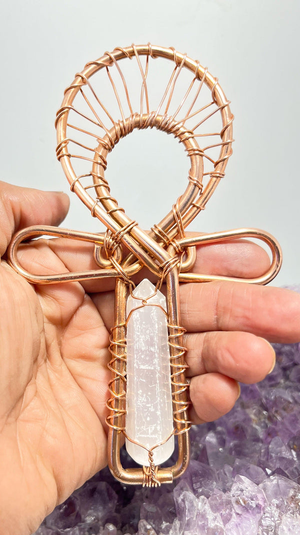 Selenite Pocket Ankh Raffle Ticket - Infinite Treasures, LLC