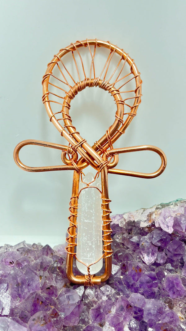 Selenite Pocket Ankh Raffle Ticket - Infinite Treasures, LLC